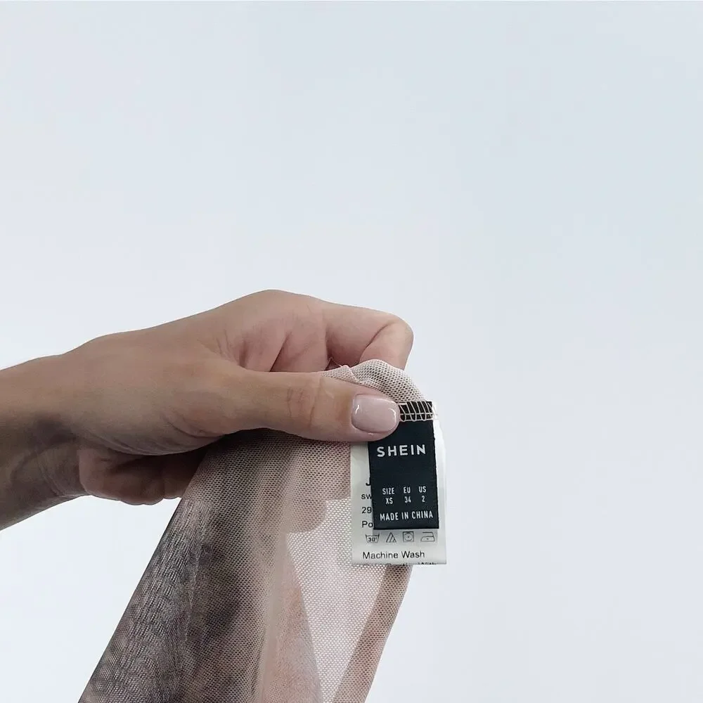 Women's Marble Long Sleeve Sheer Mesh Crop Top Size XS - Picture 3 of 3